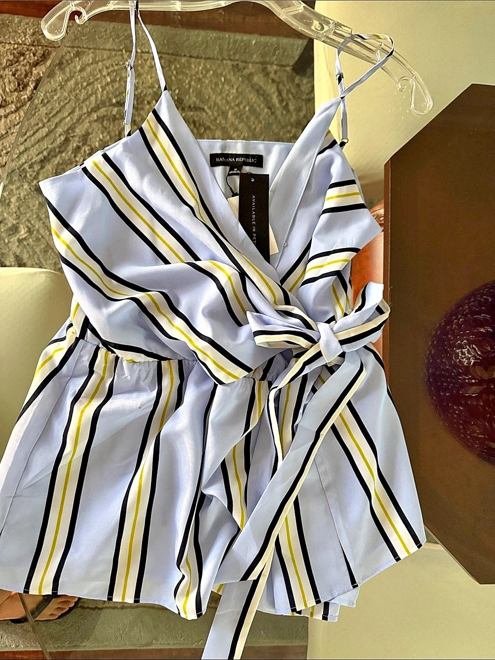 Banana Republic Striped Tie-Front Camisole in Blue & White